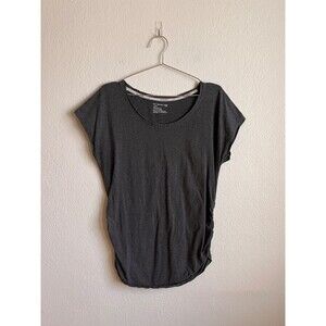 Pact Organic Maternity Ruched Tee in Charcoal Size XL